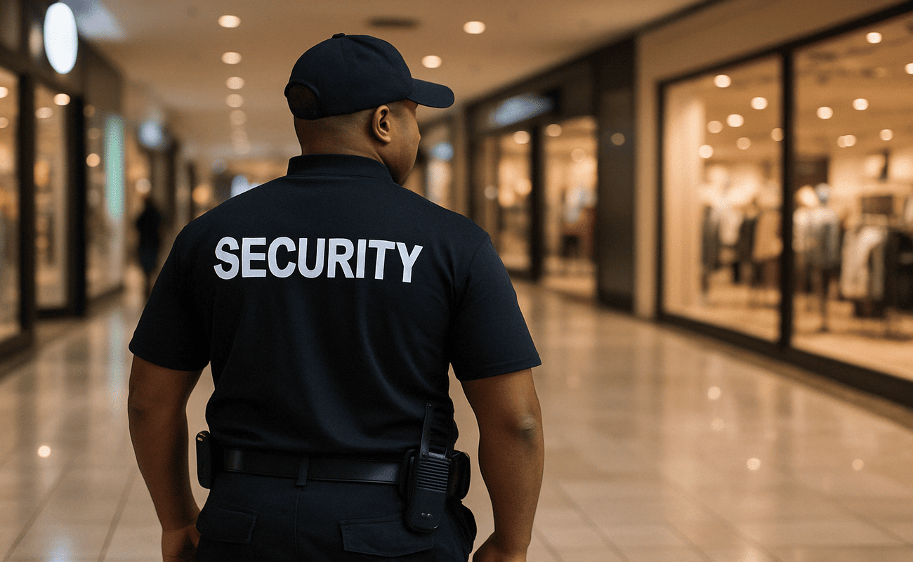 Seguridad privada protegiendo comercios